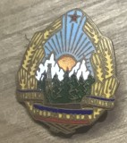 Insigna AMS1 Insigna Veche Stema RSR - Republica Socialista Romania - Cuc Boneta Casca Militara - Emblema Vintage Colectie Comunism Epoca