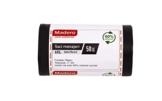 Saci menajeri 60L, negri (LDPE), 50buc rola foto