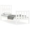 Cadru de pat cu tablie single mic, alb, lemn masiv