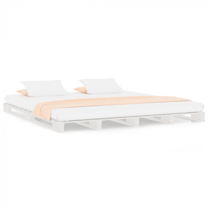 Cadru de pat Super King 6FT, alb, 180x200 cm, lemn masiv de pin
