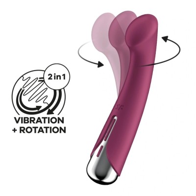 Vibrator Spinning G-Spot 1, 12 Programe de Vibratii, 5 Programe de Rotatii, Silicon, USB, Rosu, 16.5 cm foto