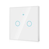 Intrerupator Smart cu Touch Rovo FN2C, 2 canale, Sticla Securizata, Tuya, Life Smart, RF 433MHz, Alexa si Google Assistant, fara nul