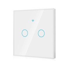 Intrerupator Smart cu Touch Rovo FN2C, 2 canale, Sticla Securizata, Tuya, Life Smart, RF 433MHz, Alexa si Google Assistant, fara nul