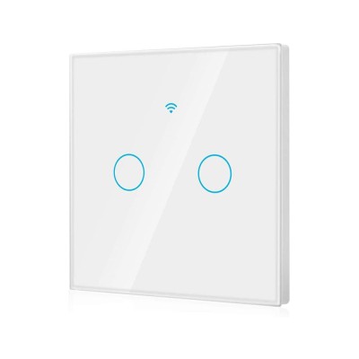 Intrerupator Smart cu Touch Rovo FN2C, 2 canale, Sticla Securizata, Tuya, Life Smart, RF 433MHz, Alexa si Google Assistant, fara nul foto