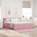 vidaXL Pat cu storage cu saltea cu headboard Roz 100 x 200 cm 3371008