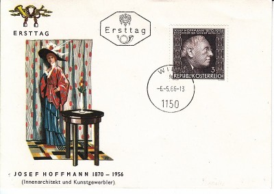 Austria &amp;Ouml;sterreich 1966 Josef Hoffmann FDC K.009 foto