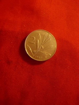 Moneda 2 Lire 1957 Italia Republica ,aluminiu ,cal. NC foto