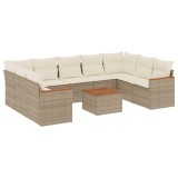 Cumpara ieftin Set canapele de gradina cu perne, 10 piese, bej, poliratan