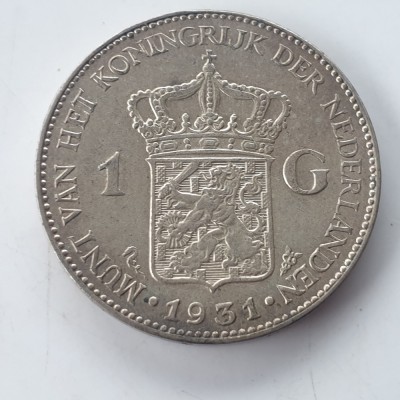 Olanda 1 gulden 1931 argint Wilhelmina foto