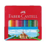 Creioane colorate 24 culori hexagonale, in cutie de metal, Faber Castell FC115824