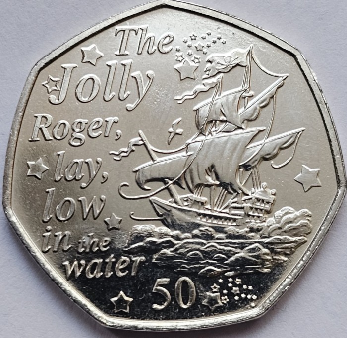 50 pence 2020 Isle of Man, The Jolly Roger, Peter Pan II, km#1667