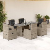 Set mobilier de gradina cu perne, 7 piese gri deschis poliratan GartenMobel Dekor, vidaXL