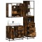 Gossi set mobilier de baie, 3 piese, stejar fumuriu, lemn prelucrat
