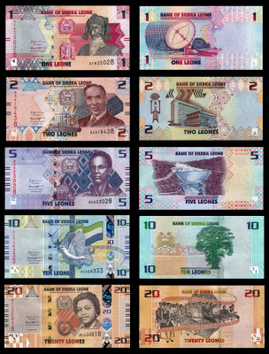 SIERRA LEONE █ SET COMPLET █ 1 + 2 + 5 + 10 + 20 Leones █ 2022 █ UNC necirculata foto