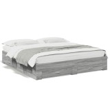 Cumpara ieftin Cadru de pat cu sertare gri sonoma 180x200 cm lemn prelucrat