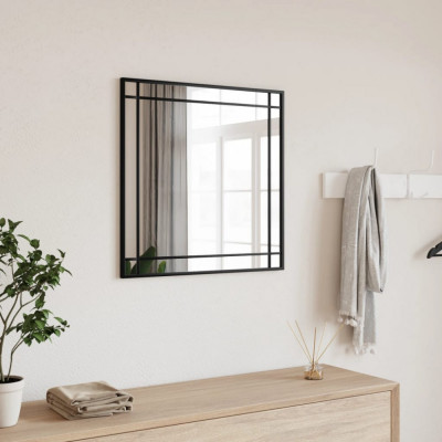 vidaXL Oglindă de perete, negru, 50x50 cm, pătrată, fier foto