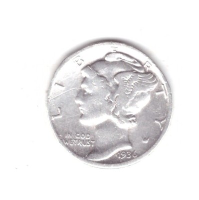 Moneda SUA 1 dime 1936 10 centi, cant stricat, curata foto