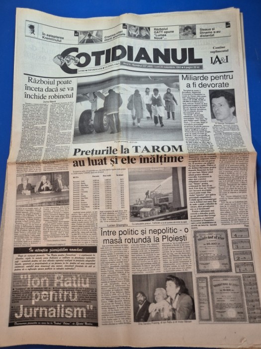 ziarul cotidianul 23 noiembrie 1992