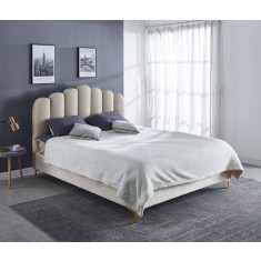 Pat Cloud 180x200 cm Tapitat Catifea Bej Somiera Inclusa (cod ML 2006-01)