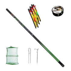 Set undiță 6m carbon, linie echilibrată, suport, gută și juvelnic