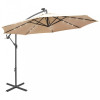 Umbrelă soare suspendată, iluminare LED, st&acirc;lp metalic 300 cm, vidaXL