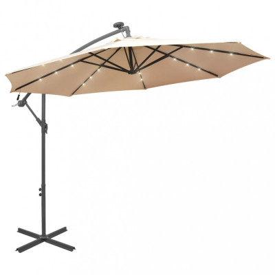 Umbrelă soare suspendată, iluminare LED, st&amp;acirc;lp metalic 300 cm foto
