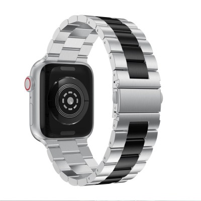 Curea metalica ceas Apple Watch seria 6 5 4 3 2 1 42/44 mm - negru cu argintiu foto
