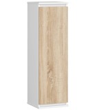 Dulap suspendat, cu usa si 3 rafturi interioare, PAL 16 mm, 30x30x99 cm, alb si stejar sonoma Household NewTrend