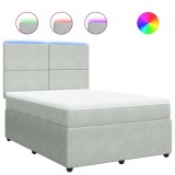 Cumpara ieftin Pat box spring cu saltea, gri deschis, 140x200 cm, catifea