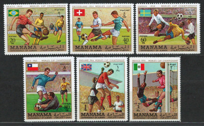 Manama 1970 Mi 262/67 MNH - Cupa Mondiala de fotbal 1950&amp;ndash;1970 foto