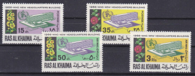 DB1 Ras al Khaima Noul Sediu OMS 1966 4 v. MNH foto