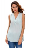 BL910-182 Top din chiffon vaporos, cu decolteu in V si buzunar, M