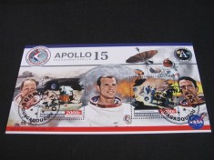 Apollo 15 Prima Misiune Lunară cu Echipaj . Bloc filatelic Burkina Faso 2023 (2 valori)