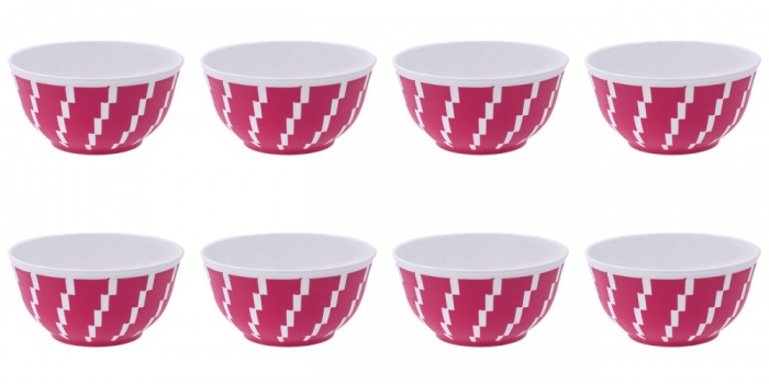 Set boluri, 8 piese, 350 ml, Plastic, Fucsia