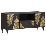 vidaXL Cabinet TV cu sertar Negru 105 x 33 x 46 cm Lemn de mango solid 4018822