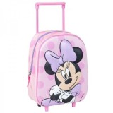 Ghiozdan gradinita Cerda Minnie 3D, 37 cm, 1 compartiment, tip troller, roz, 37030
