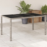 Cumpara ieftin Masă grădină blat din sticlă gri deschis 150x90x75 cm poliratan