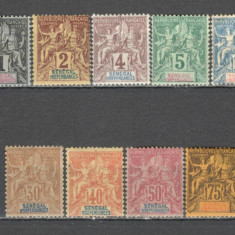 Senegal.1892 Alegoria coloniala 9 buc. MS.2