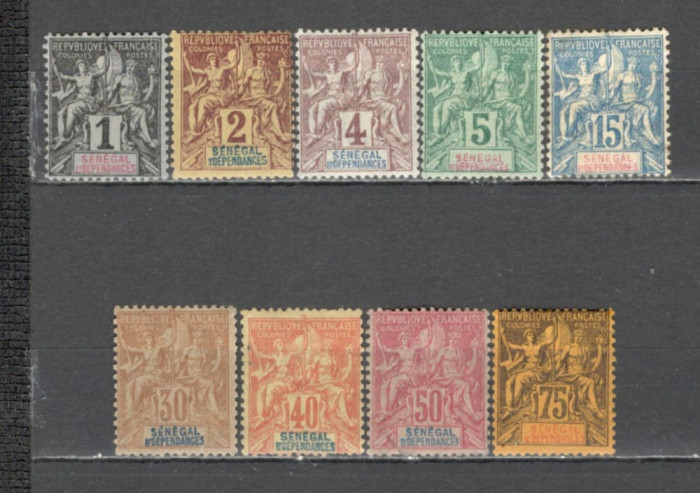 Senegal.1892 Alegoria coloniala 9 buc. MS.2