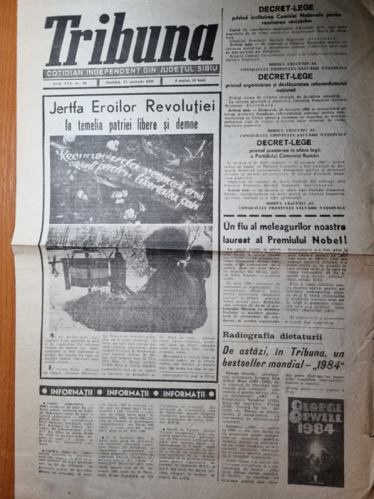 ziarul tribuna 13 ianuarie 1990-jertfa eroilor revolutiei