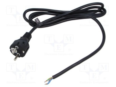 Cablu 3x1mm2 CEE 7/7 mufă PVC 1,8m negru 16A POS foto