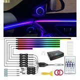Set Lumini Ambientale LED RGB, pentru 4 portiere, bord si lumini picioare, control prin telecomanda, aplicatie mobila, Bluetooth, kit montaj si adapto