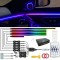 Set Lumini Ambientale LED RGB, pentru 4 portiere, bord si lumini picioare, control prin telecomanda, aplicatie mobila, Bluetooth, kit montaj si adapto