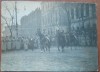 Fotografie tip carte postala, necirculata, M.S. Regele si Regina, generalul Berthelotn in dreptul Universitatii, 1918