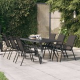 Masă grădină vidaXL, 180x80x70 cm, oțel &amp; sticlă securizată, gri-negru - Mobilier exterior durabil și elegant
