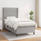 Cumpara ieftin Pat box spring cu saltea, gri deschis, 100x200 cm, textil