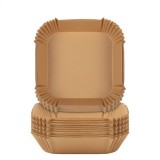 Cumpara ieftin Set 100 hartii de copt pentru air fryer, cuptor, de unica folosinta, antiderapante, forma patrata, 16 x 16 cm, maro