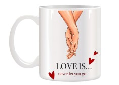 Cana alba personalizata &quot;Love is never let you go&quot;, INOVATIX&reg;. 330ml
