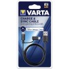 Cablu Date si Incarcare USB la Lightning - USB la USB MicroUSB Varta 2in1, 1 m, Negru