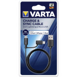 Cablu Date si Incarcare USB la Lightning - USB la USB MicroUSB Varta 2in1, 1 m, Negru